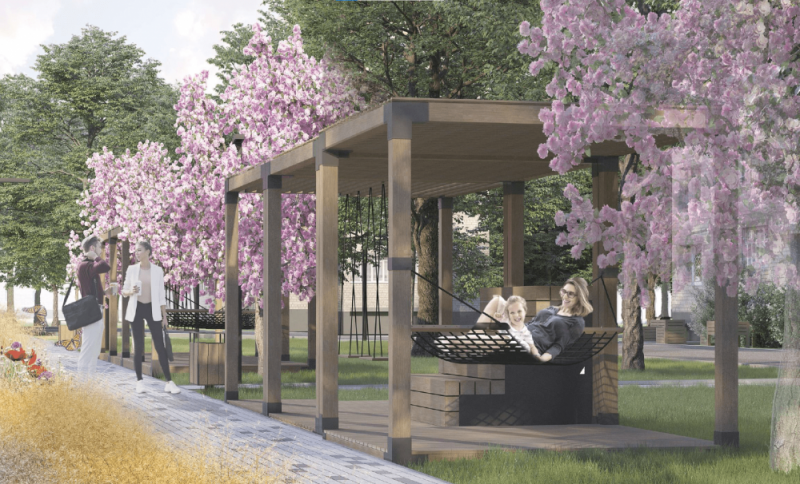 В Можайске благоустраивают сквер «Черемушки»