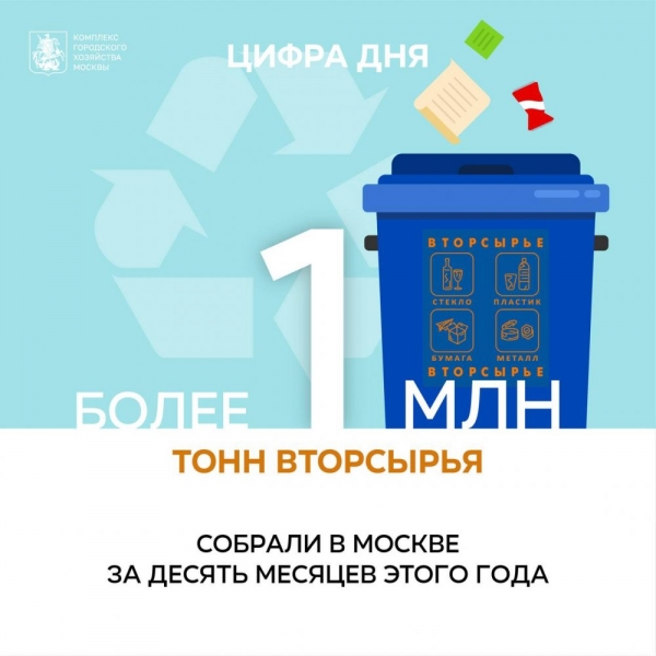 Более 1 млн тонн вторсырья собрали в этом году в рамках программы раздельного сбора мусора