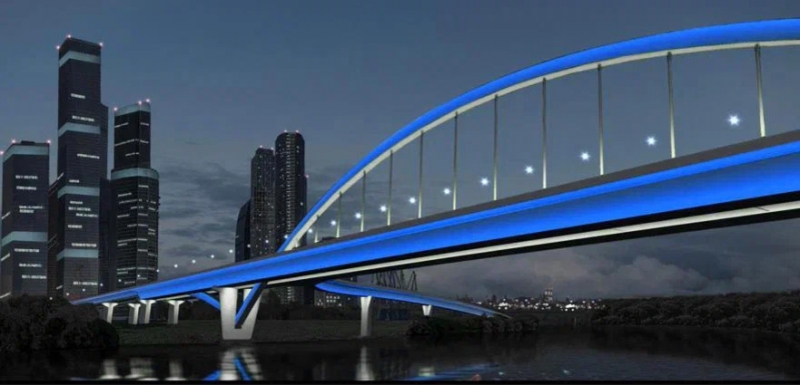 На мосту северного дублера Кутузовского проспекта появилась архитектурно-художественная подсветка