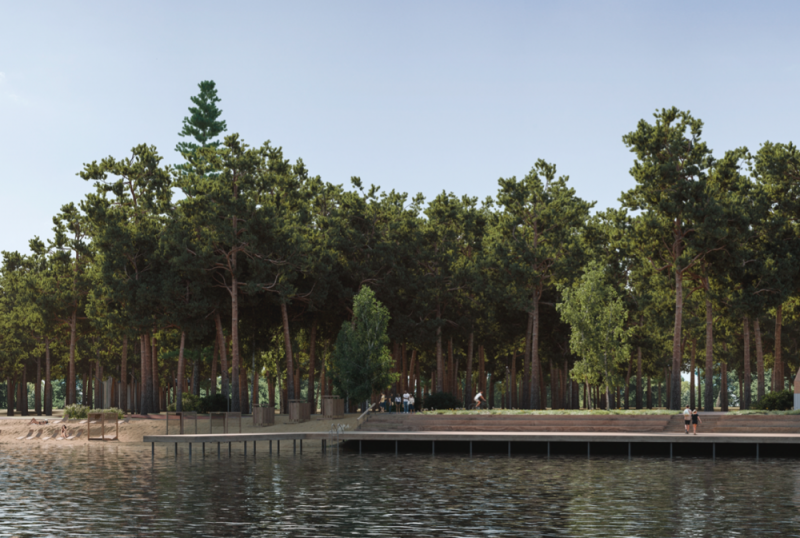 В Черноголовке идут работы по благоустройству территории вблизи озера Южное